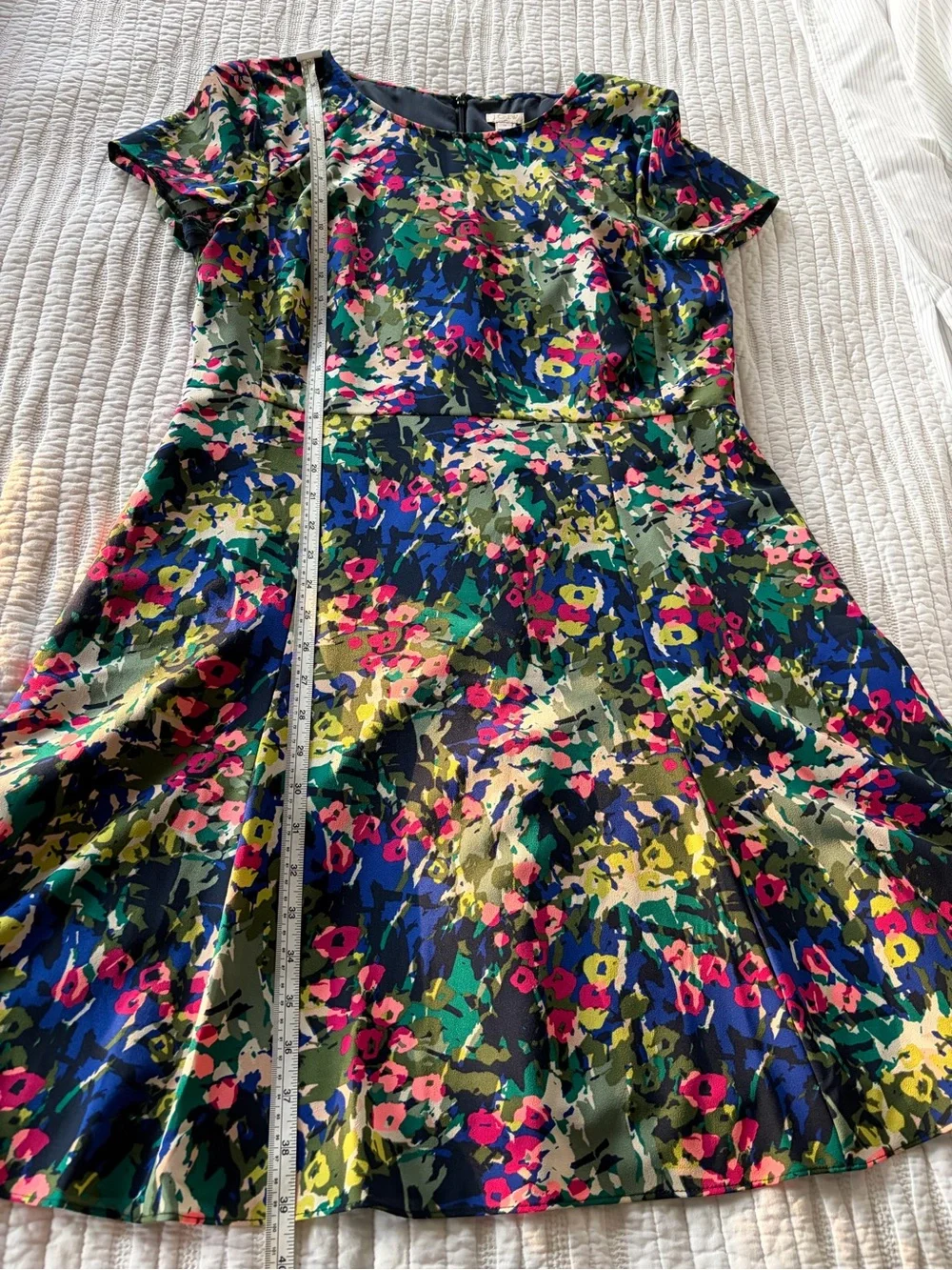 J. Crew Multicolor Floral Print Dress - Blue Green Pink